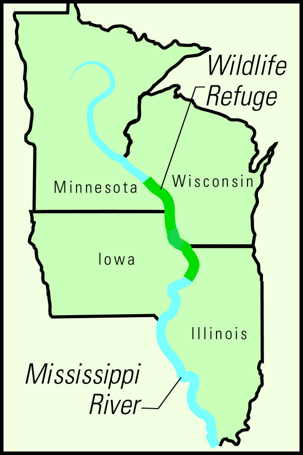map showing location of refuge along Mississippi